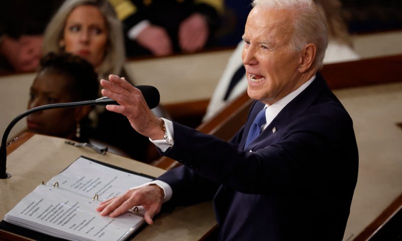 U.S. President Joe Biden delivers the State of the Union address to a joint session of Congress at the U.S. Capitol on February 07, 2023 in Washington, DC. The speech marks Biden’s first address to the new Republican-controlled House. (Photo by Chip Somodevilla/Getty Images)