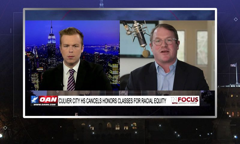 Video still from Charlie Sauer's interview with In Focus on One America News Network