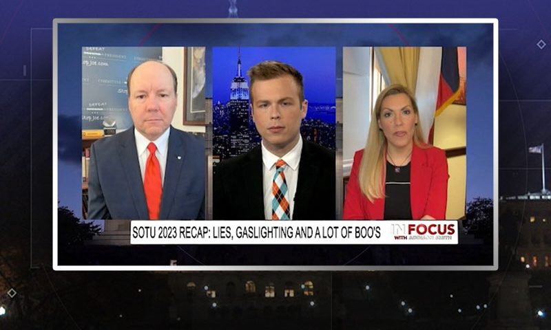 Video still from Congresswoman Beth Van Duyne (R-TX) and fmr. State Senator Ted Harvey's interview with In Focus on One America News Network