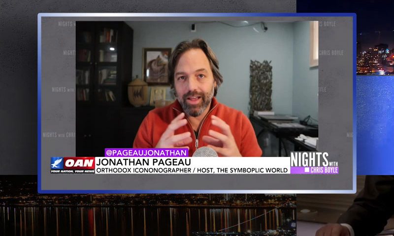 Video still from Jonathan Pageau's interview with Nights on One America News Network