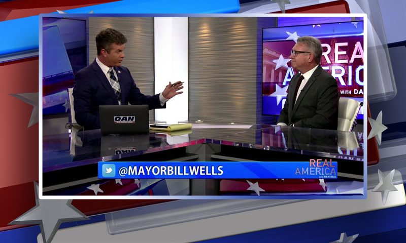 Video still from Mayor Bill Wells' interview with Real America on One America News Network