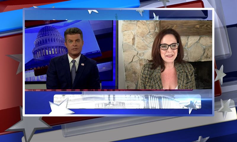 Video still from Tiffany Justice's interview with Real America on One America News Network