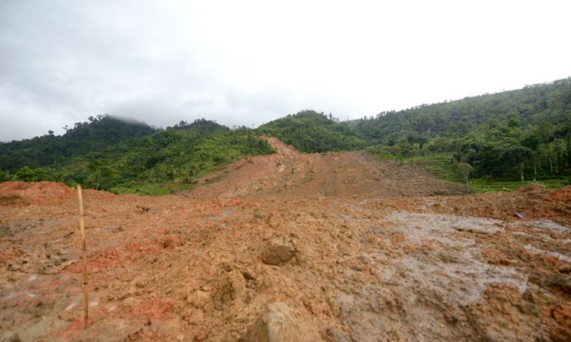 A general view shows the site of a landslide triggered by heavy rain in Sukabumi, West Java province on January 1, 2019. - Rescuers are searching for survivors after a landslide triggered by heavy rain left at least nine people dead and dozens missing in western Indonesia, an official said on January 1, 2019. (Photo by - / AFP) (Photo credit should read -/AFP via Getty Images)