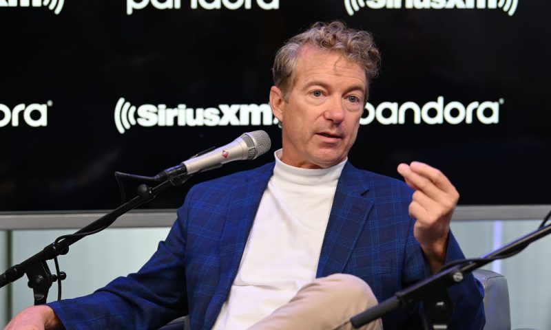 NEW YORK, NY - OCTOBER 11: (EXCLUSIVE COVERAGE) Senator Rand Paul talks with SiriusXM's Olivier Knox and Julie Mason during a Town Hall event on October 11, 2019 in New York City. (Photo by Slaven Vlasic/Getty Images for SiriusXM)