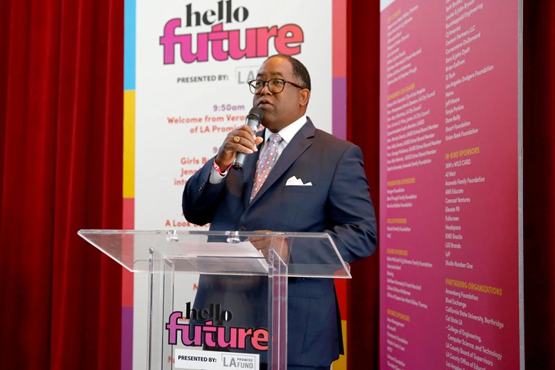 California State Senator Mark Ridley Thomas speaks onstage during The LA Promise Fund's "Hello Future" Summit on October 23, 2019 in Los Angeles, California. (Photo by Rachel Murray/Getty Images for The LA Promise Fund's "Hello Future" Summit)