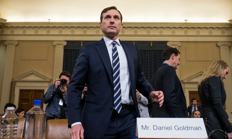 Staff lawyer Daniel Goldman, representing the majority Democrats, arrives following a break during a House Judiciary Committee hearing in the Longworth House Office Building on Capitol Hill December 9, 2019 in Washington, DC. The hearing is being held for the Judiciary Committee to formally receive evidence in the impeachment inquiry of President Donald Trump, whom Democrats say held back military aid for Ukraine while demanding they investigate his political rivals. The White House declared it would not participate in the hearing.(Photo by Zach Gibson/Getty Images)