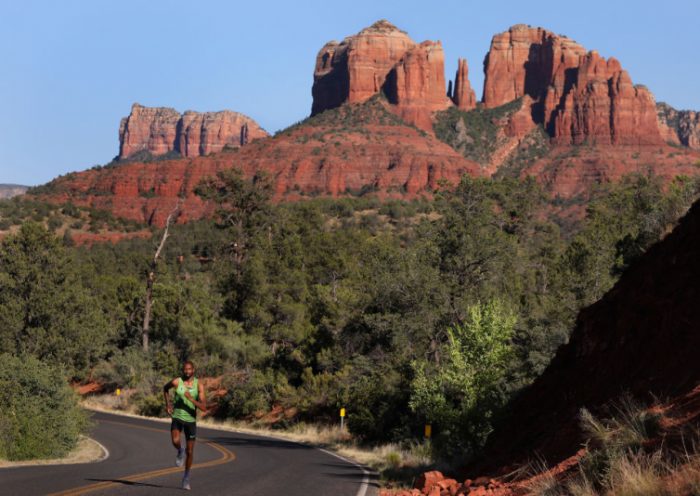 SEDONA, ARIZONA - JUNE 17: Long-distance runner Hassan Mead, currently running with the Oregon Track Club, poses for a portrait on June 17, 2020 in Sedona, Arizona. Athletes across the globe are now training in isolation under strict policies in place due to the Covid-19 pandemic. (Photo by Christian Petersen/Getty Images)