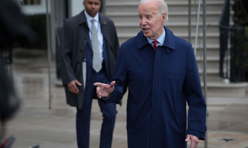 U.S. President Joe Biden speaks to reporters as he departs the White House March 3, 2023 in Washington, DC. Biden is scheduled to travel to his home in Wilmington, Delaware today. (Photo by Win McNamee/Getty Images)