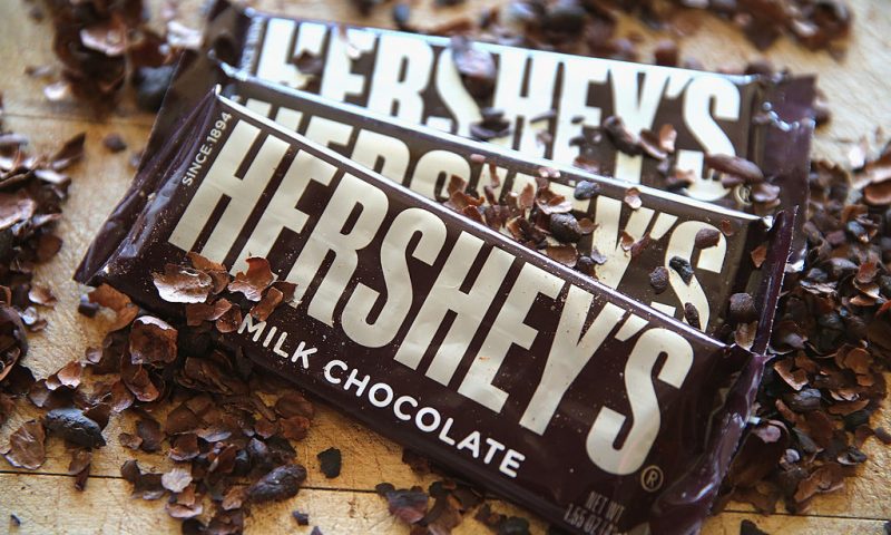 CHICAGO, IL - JULY 16: In this photo illustration, Hershey's chocolate bars are shown on July 16, 2014 in Chicago, Illinois. Hershey Co., the No.1 candy producer in the U.S., is raising the price of its chocolate by 8 percent due to the rising cost of cocoa. This is the company's fist price increase in three years. (Photo Illustration by Scott Olson/Getty Images)