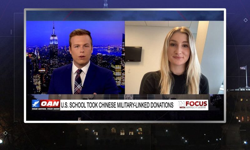Video still from Alex Nester's interview with In Focus on One America News Network