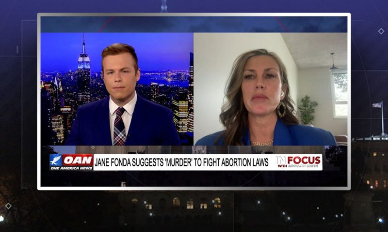 Video still from Kelly Lester's interview with In Focus on One America News Network
