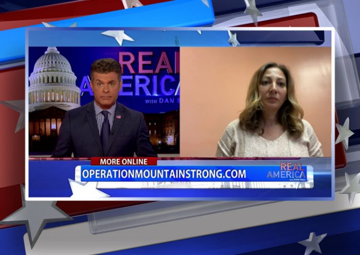 Video still from Rita Nelson's interview with Real America on One America News Network
