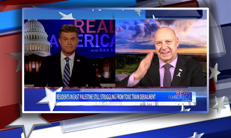 Video still from PA Senator Doug Mastriano's interview with Real America on One America News Network
