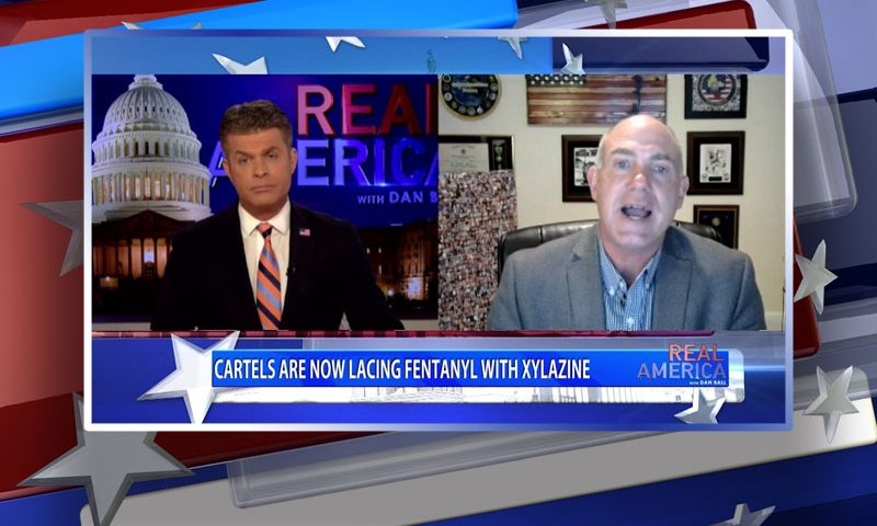 Video still from Derek Maltz's interview with Real America on One America News Network