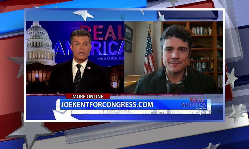 Video still from Joe Kent's interview with Real America on One America News Network