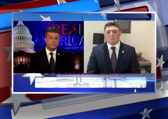 Video still from Phil Bicocchi's interview with Real America on One America News Network