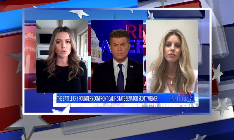 Video still from Brittany Mayer & Carrie Prejean Boller's interview with Real America on One America News Network
