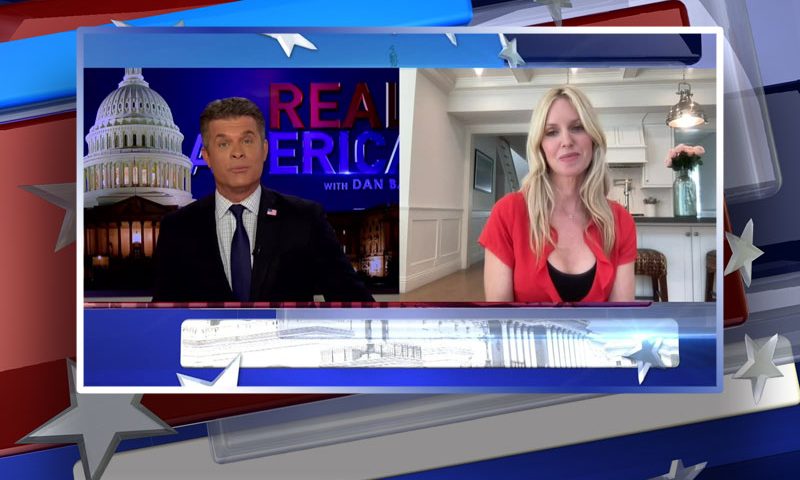 Video still from Brittney Hopper's interview with Real America on One America News Network