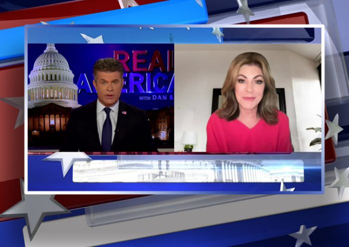 Video still from Tamra Farah's interview with Real America on One America News Network