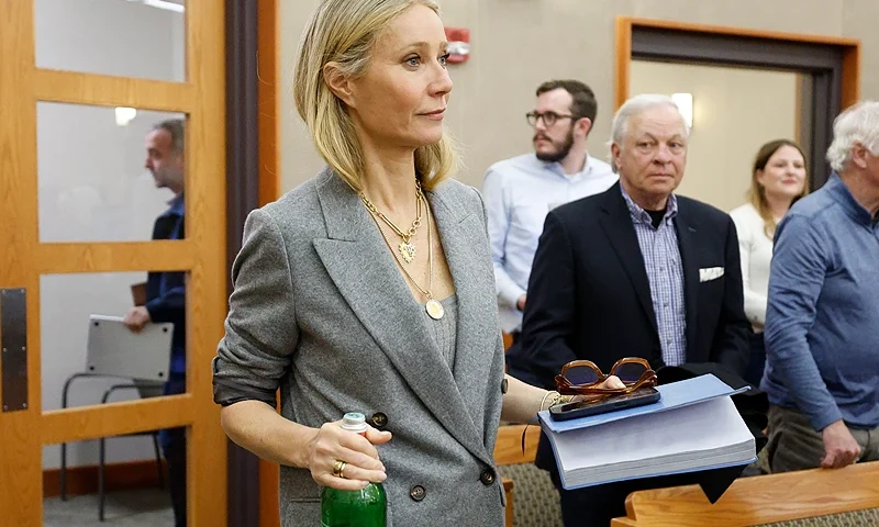MARCH 23: Actress Gwyneth Paltrow enters the courtroom after a lunch break on March 23, 2023, in Park City, Utah. Terry Sanderson is suing actress Gwyneth Paltrow for $300,000, claiming she recklessly crashed into him while the two were skiing on a beginner run at Deer Valley Resort in Park City, Utah in 2016. (Photo by Jeff Swinger-Pool via Getty Images)