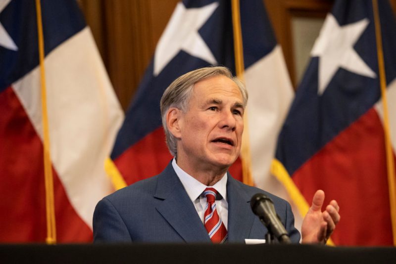 Texas Governor Greg Abbott announces the reopening of more Texas businesses during the COVID-19 pandemic at a press conference at the Texas State Capitol in Austin on Monday, May 18, 2020. Abbott said that childcare facilities, youth camps, some professional sports, and bars may now begin to fully or partially reopen their facilities as outlined by regulations listed on the Open Texas website. (Photo by Lynda M. Gonzalez-Pool/Getty Images)