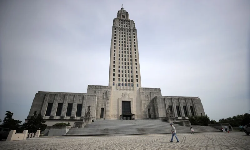 BATON ROUGE, LOUISIANA - APRIL 17: A general view of the Louisiana State Capitol prior to a rally against Louisiana's stay-at-home order and economic shutdown on April 17, 2020 in Baton Rouge, Louisiana. Governor John Bell Edwards has said Louisiana’s high rate of infections and deaths does not position the state to quickly open back up. (Photo by Chris Graythen/Getty Images)