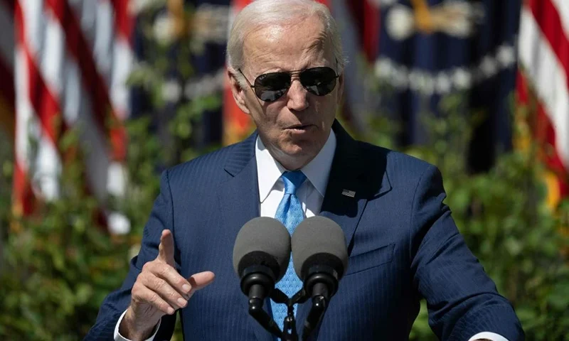 US President Joe Biden speaks about making child care more affordable, in the Rose Garden of the White House in Washington, DC, on April 18, 2023. (Photo by Jim WATSON / AFP) (Photo by JIM WATSON/AFP via Getty Images)