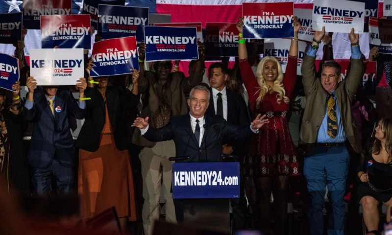 Robert F Kennedy Jr., speaks during a campaign event to launch his 2024 presidential bid, at the Boston Park Plaza in Boston, Massachusetts, on April 19, 2023. (Photo by JOSEPH PREZIOSO / AFP) (Photo by JOSEPH PREZIOSO/AFP via Getty Images)
