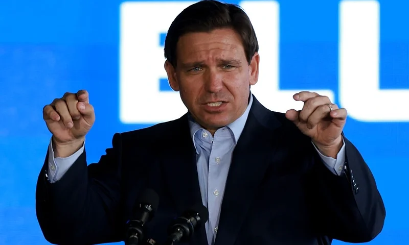 PINELLAS PARK, FLORIDA - MARCH 08: Florida Gov. Ron DeSantis speaks during an event spotlighting his newly released book, “The Courage To Be Free: Florida’s Blueprint For America’s Revival” at the Orange County Choppers Road House & Museum on March 08, 2023 in Pinellas Park, Florida. Gov. DeSantis is reportedly preparing to run in the 2024 presidential election. (Photo by Joe Raedle/Getty Images)