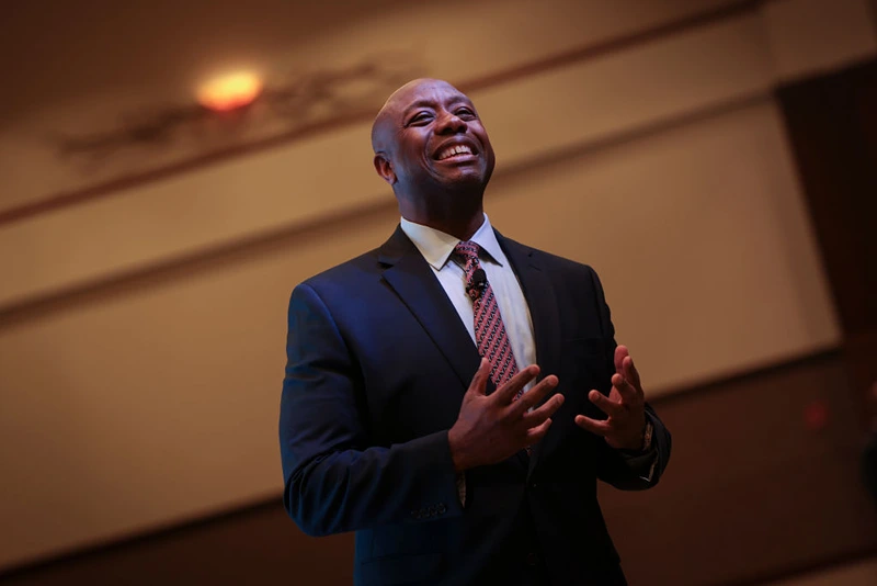 CHARLESTON, SOUTH CAROLINA - MARCH 18: Sen. Tim Scott (R-SC) speaks at the Vision ’24 National Conservative Forum March 18, 2023 in Charleston, South Carolina. The event, hosted by the Palmetto Family Council, is intended to provide conservative politicians an opportunity to outline their vision for the United States ahead of the 2024 election. (Photo by Win McNamee/Getty Images)