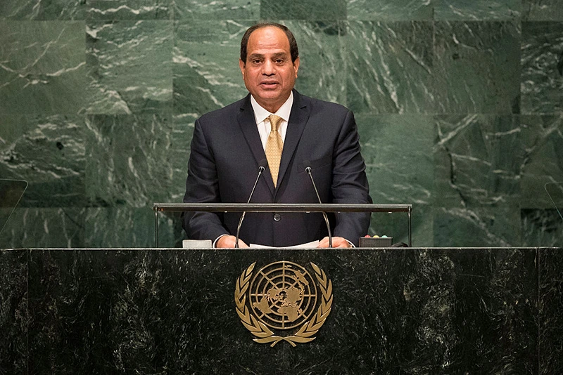 NEW YORK, NEW YORK - SEPTEMBER 20: President of Egypt Abdel Fattah Al Sisi addresses the United Nations General Assembly at UN headquarters, September 20, 2016 in New York City. According to the UN Secretary-General Ban ki-Moon, the most pressing matter to be discussed at the General Assembly is the world's refugee crisis. (Photo by Drew Angerer/Getty Images)