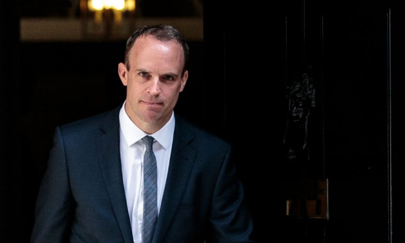 Dominic Raab leaves Number 10 Downing Street after being appointed Brexit Secretary by British Prime Minster Theresa May on July 9, 2018 in London, England. Last night David Davis quit as Brexit Secretary over his opposition to Mrs May's plan for the UK's future relations with the EU. (Photo by Jack Taylor/Getty Images)