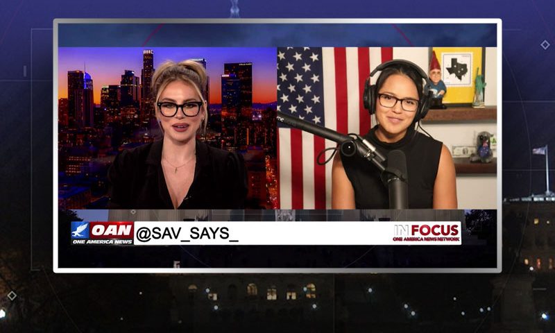 Video still from Savanah Hernandez's interview with In Focus on One America News Network