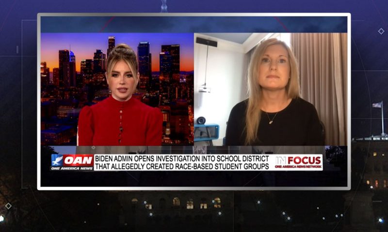 Video still from Caroline Morre's interview with In Focus on One America News Network