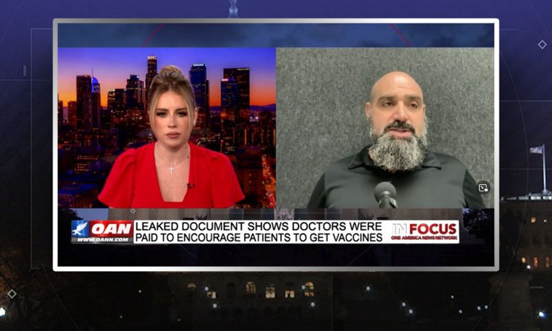 Video still from Tau Braun's interview with In Focus on One America News Network