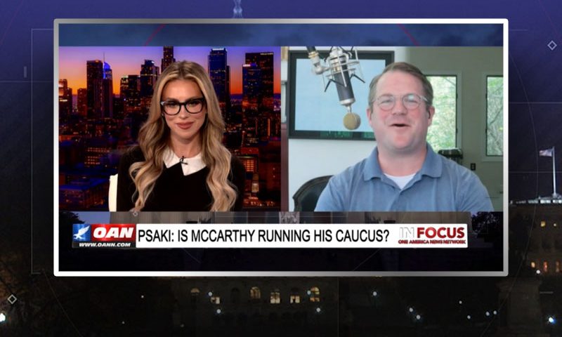 Video still from Charlie Sauer's interview with In Focus on One America News Network