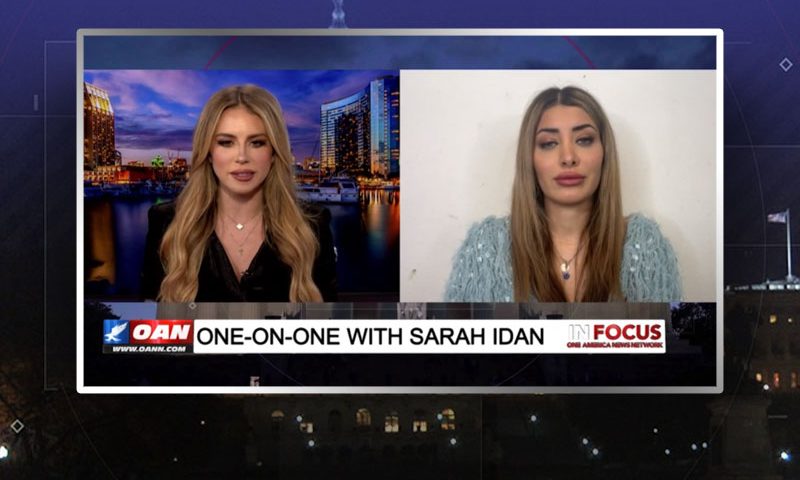 Video still from Sarah Idan's interview with In Focus on One America News Network