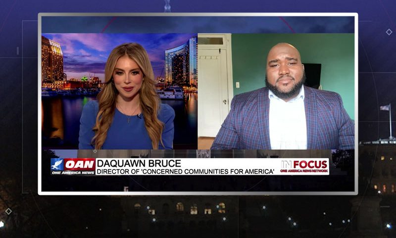 Video still from DaQuawn Bruce's interview with In Focus on One America News Network