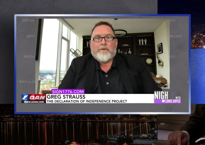 Video still from Greg Strause's interview with Nights on One America News Network