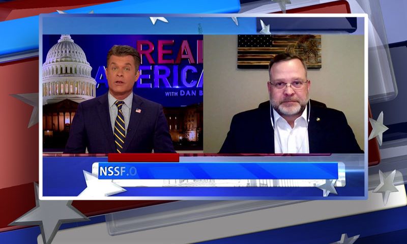 Video still from Mark Oliva's interview with Real America on One America News Network