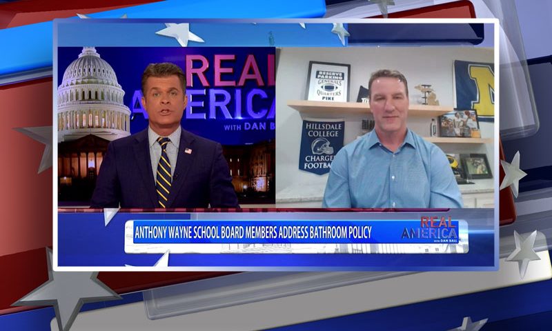 Video still from Gavin Pike's interview with Real America on One America News Network