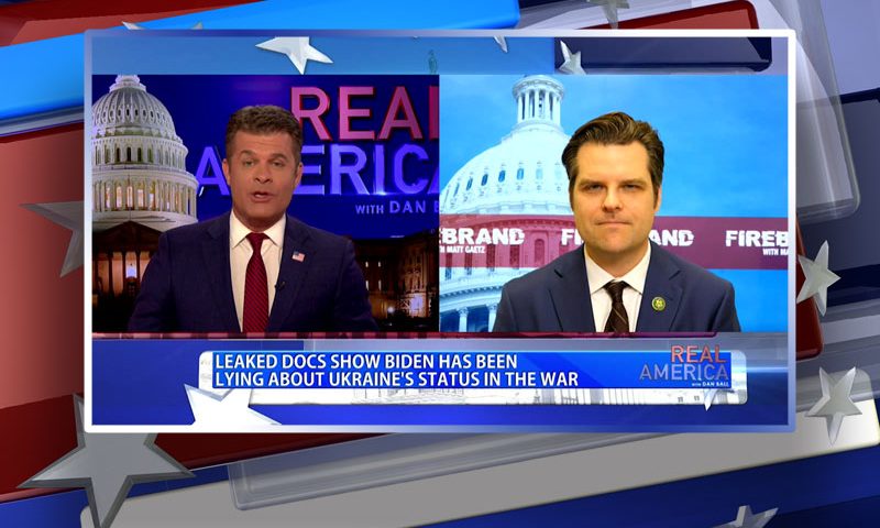 Video still from Matt Gaetz's interview with Real America on One America News Network
