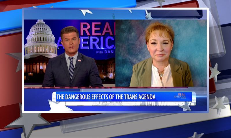 Video still from Kim Fletcher's interview with Real America on One America News Network