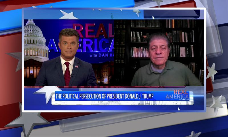 Video still from Andrew Napolitano's interview with Real America on One America News Network