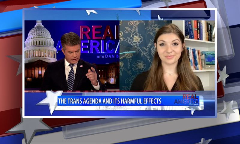 Video still from Lily Kate's interview with Real America on One America News Network