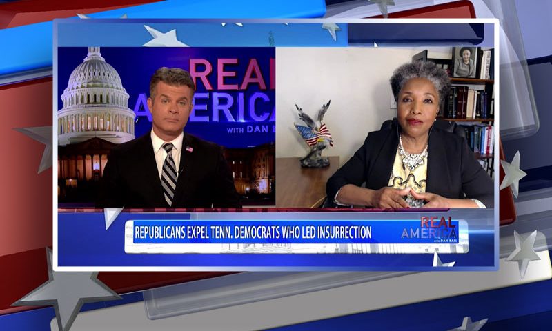 Video still from Dr. Carol Swain's interview with Real America on One America News Network