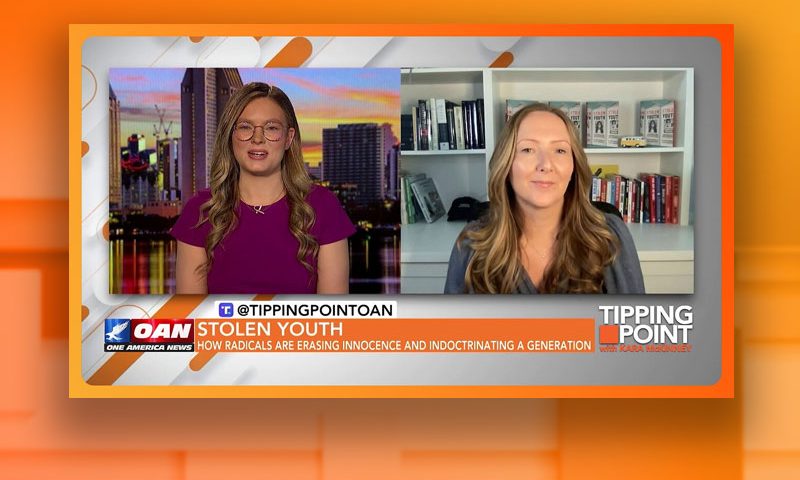 Video still from Karol Markowic's interview with Tipping Point on One America News Network