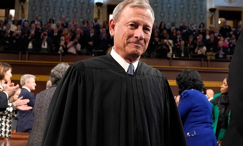 US Chief Justice John Roberts arrives before President Joe Biden delivers the State of the Union address in the House Chamber of the US Capitol in Washington, DC, on February 7, 2023. (Photo by Jacquelyn Martin / POOL / AFP) (Photo by JACQUELYN MARTIN/POOL/AFP via Getty Images)