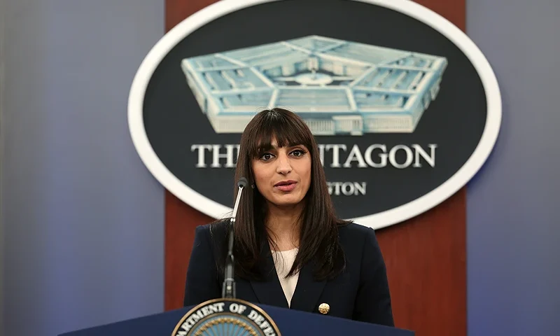 ARLINGTON, VIRGINIA - JANUARY 26: Pentagon Deputy Spokesperson Sabrina Singh holds a press briefing at the Pentagon on January 26, 2023 in Arlington, Virginia. Singh spoke on the planned delivery of 31 U.S. Abrams battle tanks to Ukraine to aid in their war against Russia. (Photo by Kevin Dietsch/Getty Images)