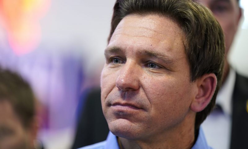 Florida Gov. Ron DeSantis greets audience members during a fundraising picnic for U.S. Rep. Randy Feenstra, R-Iowa, Saturday, May 13, 2023, in Sioux Center, Iowa. (AP Photo/Charlie Neibergall)